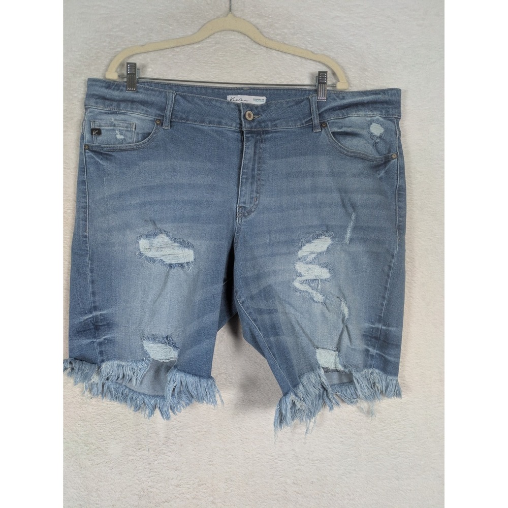 KanCan Denim Shorts Women's 22 Blue Distressed Frayed Hem